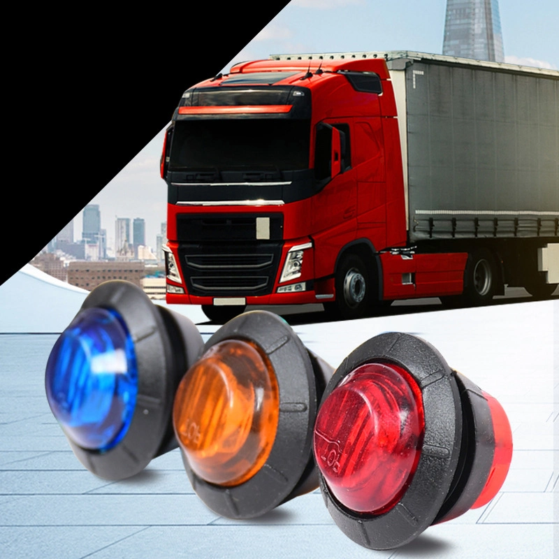 3/4 Inch Mini Clear Lens Red LED Tail Brake Stop Lamp Round Side Marker Clearance Lights for Tractor RV Trailer Truck SUV Bus