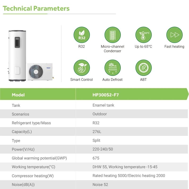 Top Sale High Efficiency WiFi Control R32 Split Type Evi Inverter Air to Water Heat Pump Water Heater