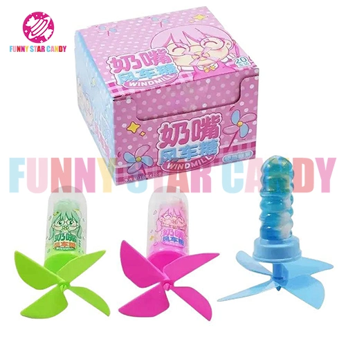 Atacado doces sabor frutado engraçado mamilo forma Windmill Candy Toys