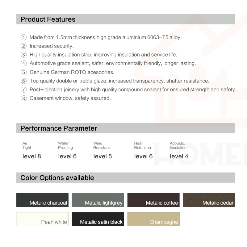 Hmk-72 Champagner Thermal Break Aluminium Schiebefenster Schiebeglasfenster Thermische Isolierung