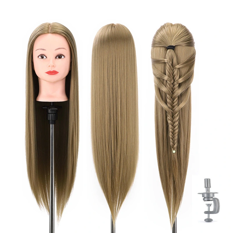 30" High Temperature Fiber Hair Styling Mannequin Head Practice Cutting Blonde Hairdressing Dummy Dolls Head for Wig