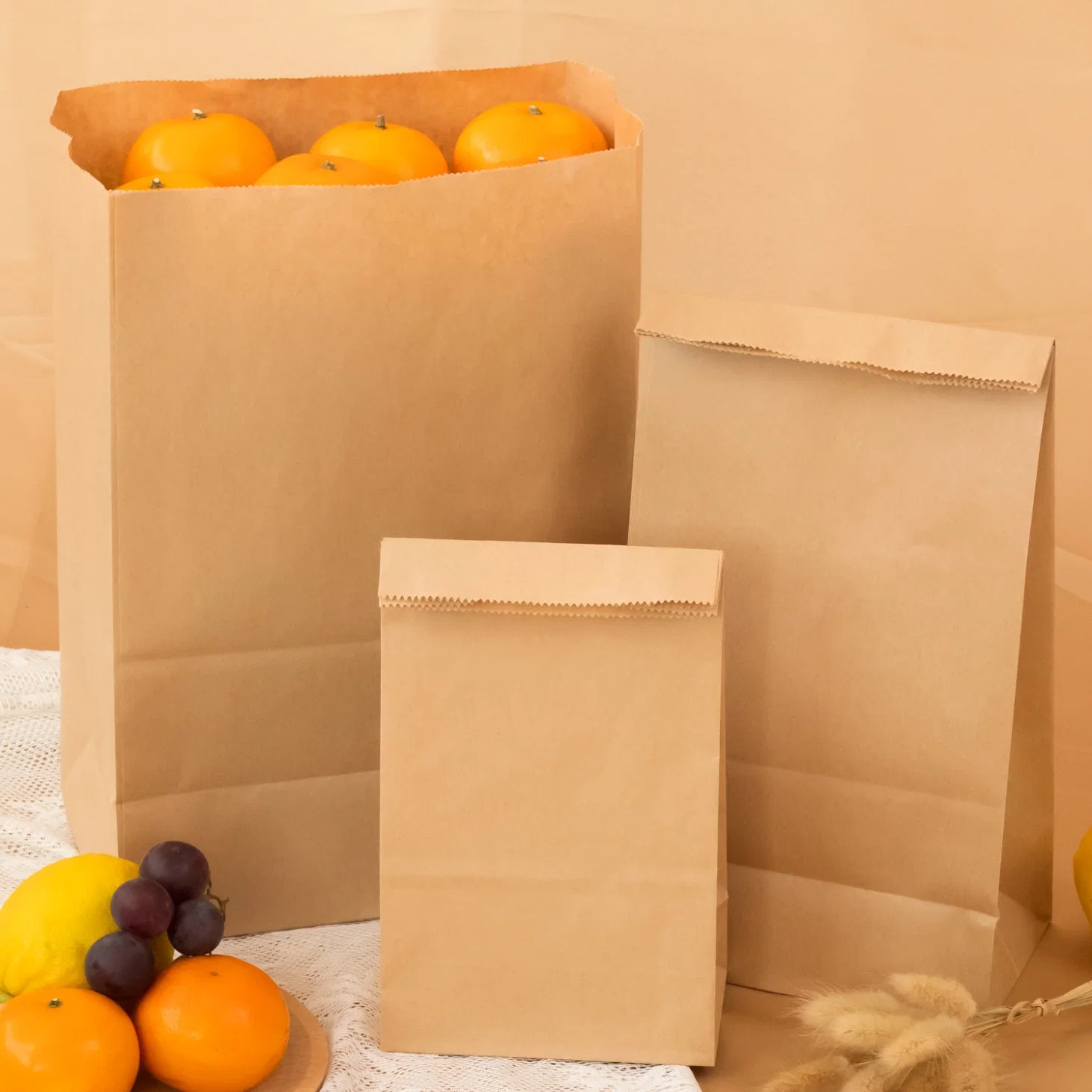 Bolsa de papel Kraft de buena calidad, papel estucado a prueba de grasa desechable Comida rápida llevar bolsas de embalaje