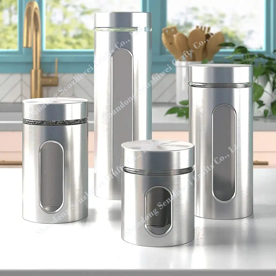 Pantry Organized Stainless Steel Food Containers Coffee Tea Sugar Toys Box Container Storage Food Tank Glass Bottle