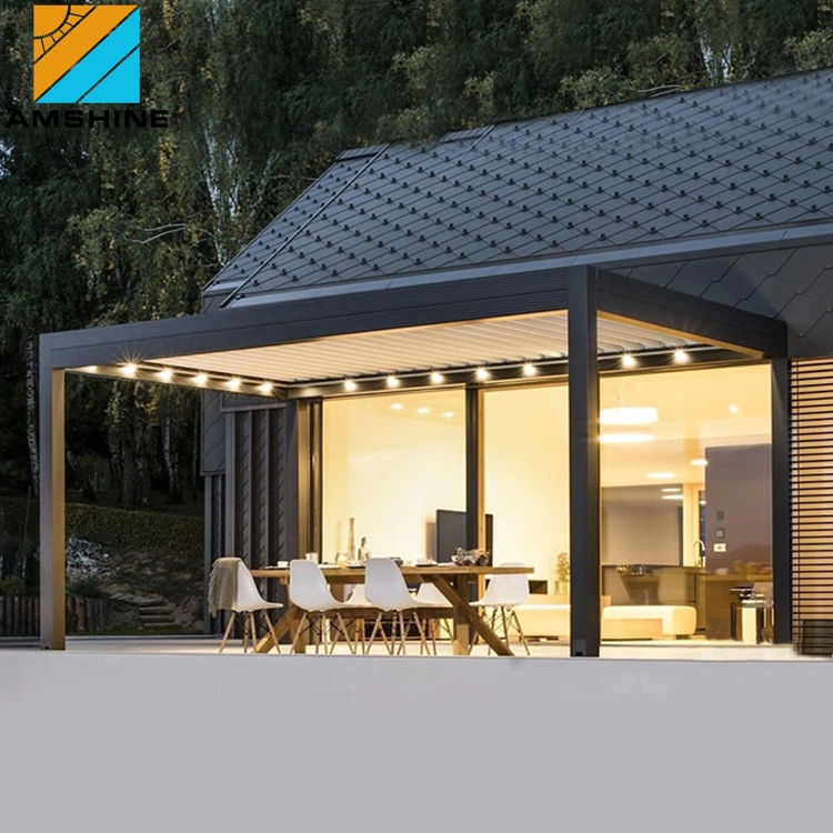 Customized Remote Control Prefabricated House Garden Buildings Gazebos Motorized Louvered Roof Outdoor Aluminum Pergola Tent for Living Space