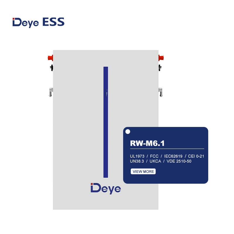 Deye Ess RW-M6.1 Bateria de Armazenamento de Energia Solar Residencial LiFePO4 Montada na Parede para Casa.