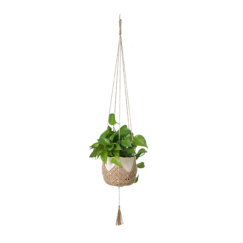 Brown Hemp Rope Flower Pot Net Pocket Plant Flower Pot Hanging Basket