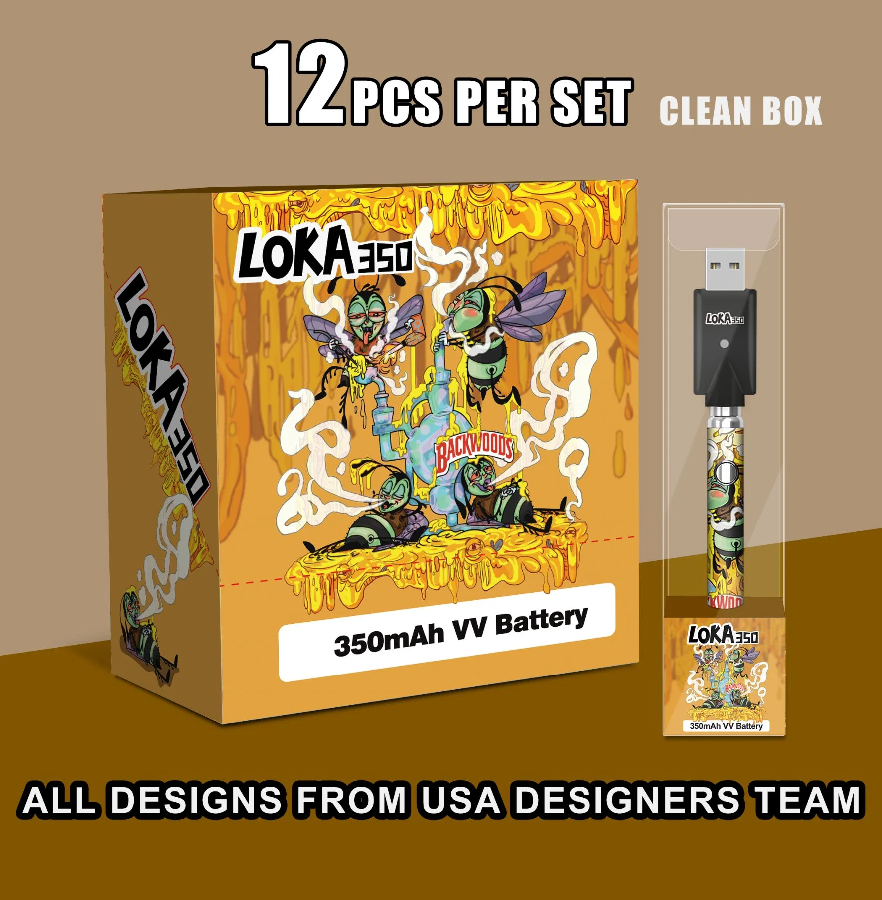 Großhandel Vape USA Design Original auf Lager Loka 350 mAh Twist Slim Akku