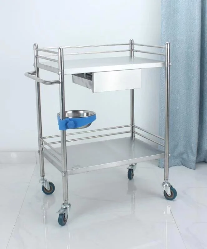 Customized Professional Stainless Steel First Aid Treatment Cart Medical Instrument Trolley