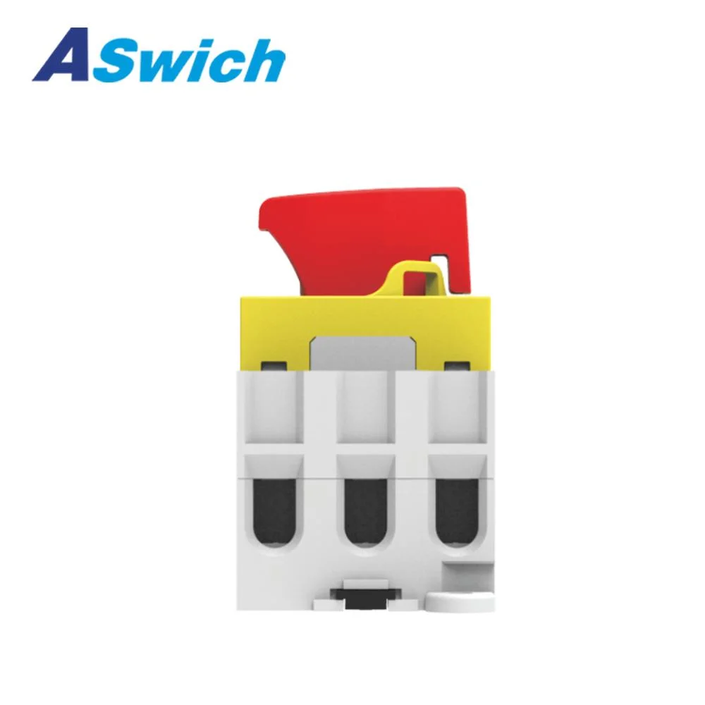 20A 600VAC 3 Pole Yellow Body with Red Rotary AC Enclosed Disconnect Isolator Switch