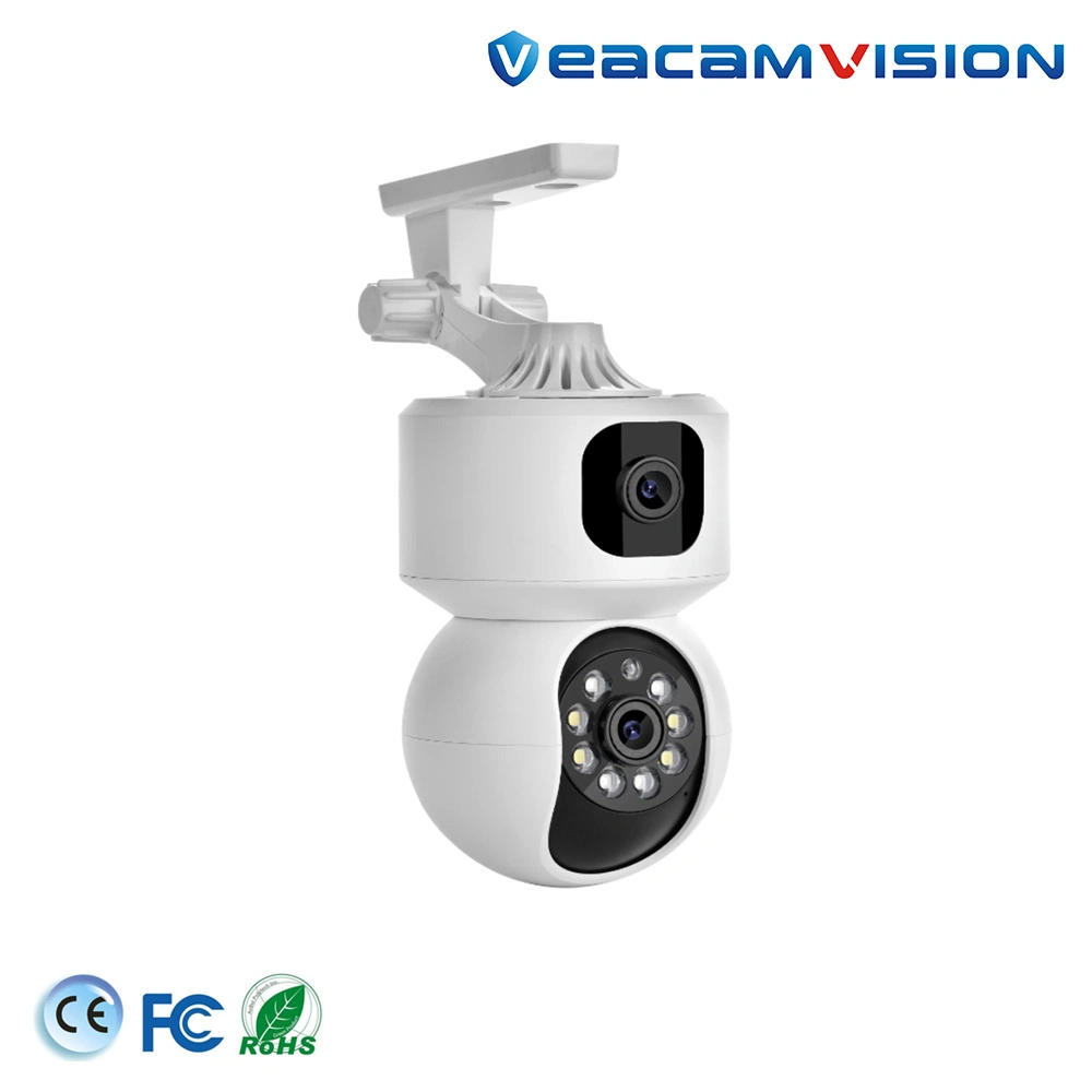 Seguridad 2,4GHz WiFi Dual Lens Interior con Visión nocturna y. Detección de movimiento Ai Human Track Cámara de seguridad CCTV inteligente Binocular