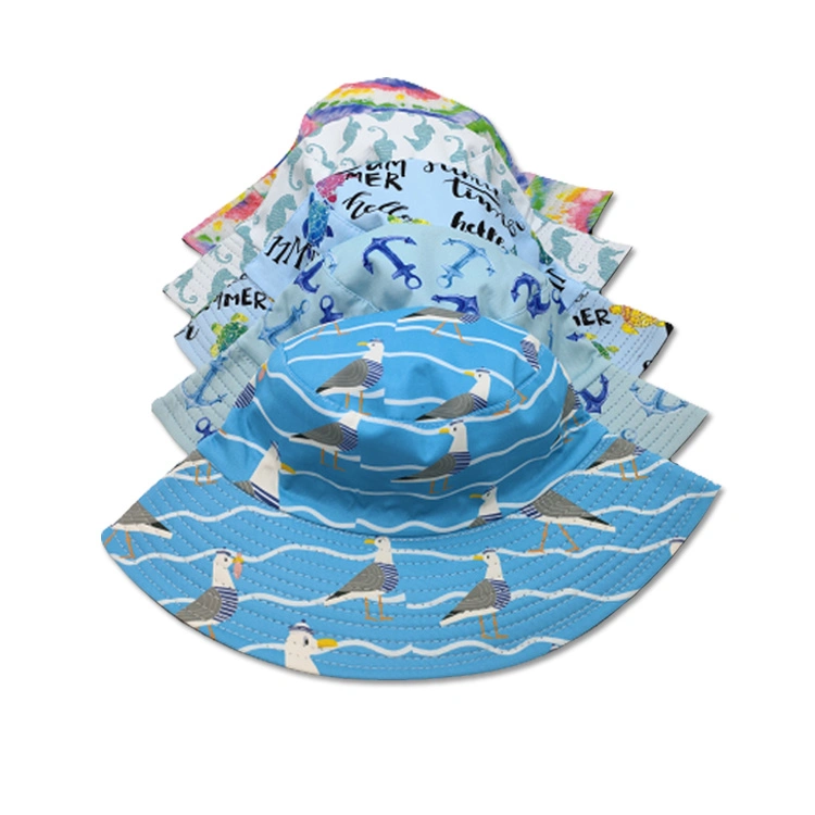 Factory Wholesale Blue Tourist Souvenir Beach Ocean Fiji Bucket Hat with Custom Logo