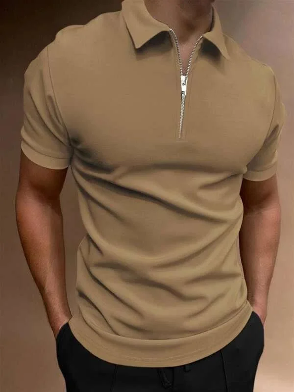Wholesale Custom Embroidery Logo Zipper Polo Collar Men Shirt Quick Dry Polo Shirts