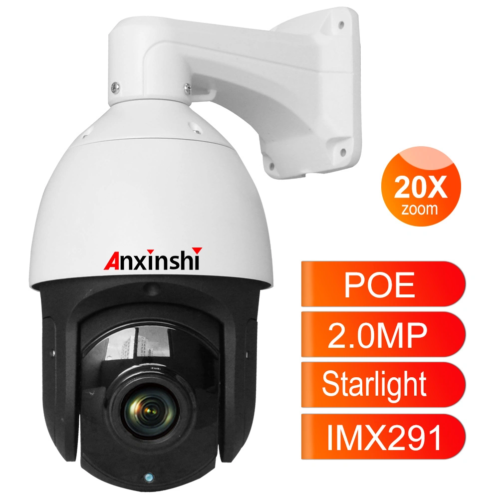 H. 265 Poe 2.0MP HD IP Starlight IR 300m Auto Tracking Dome PTZ CCTV Camera