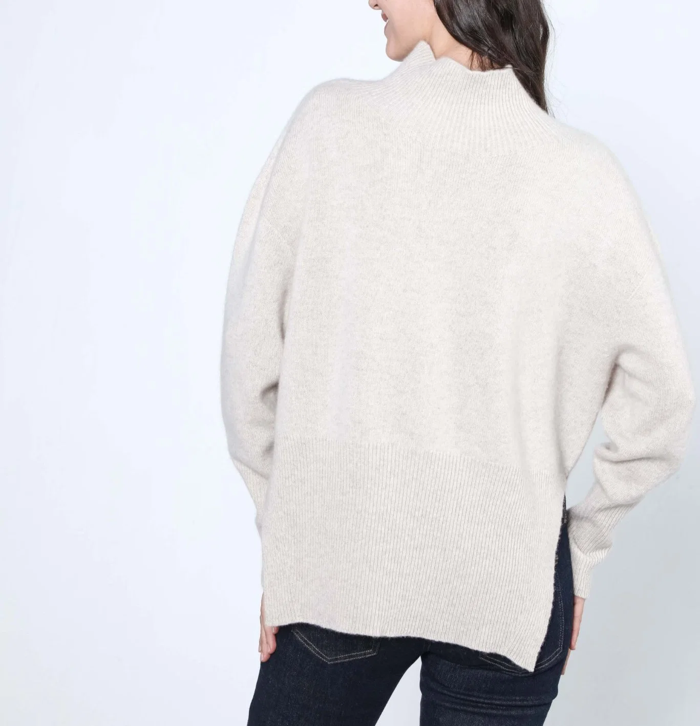 Fenda longa Senhoras fashion Turtleneck Cashmere Pulôver suéter