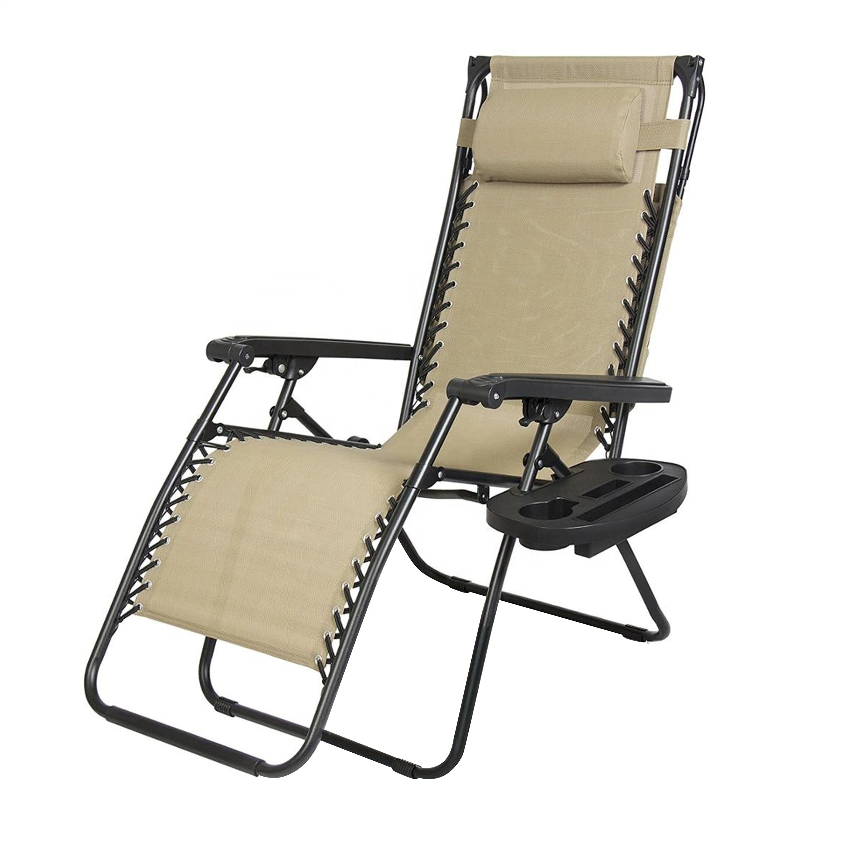 Customized Recliner Zero Gravity Chair Beach Cheap Metal Folding Chairs Wholesale/Supplier Folding Camping Chair Set with Cushion