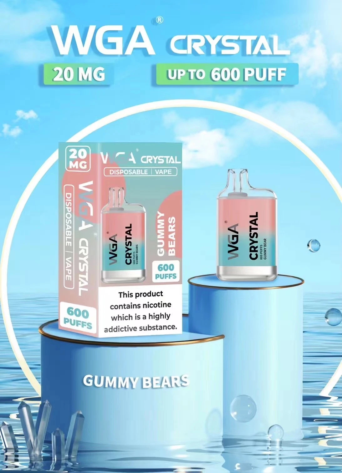 WGA Vape flow Disposable/Chargeable Vape Bape Bm600 Puff Pod التبخير القابل للاستخدام مرة واحدة السجائر الداخلية E الجملة قلم القرد Ske Crystal قابل للاستخدام مرة أخرى