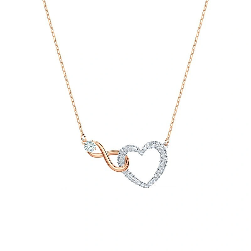 Wholesale/Supplier Infinity Heart Jewelry Collection Rose Gold & Rhodium Tone Finish Necklace