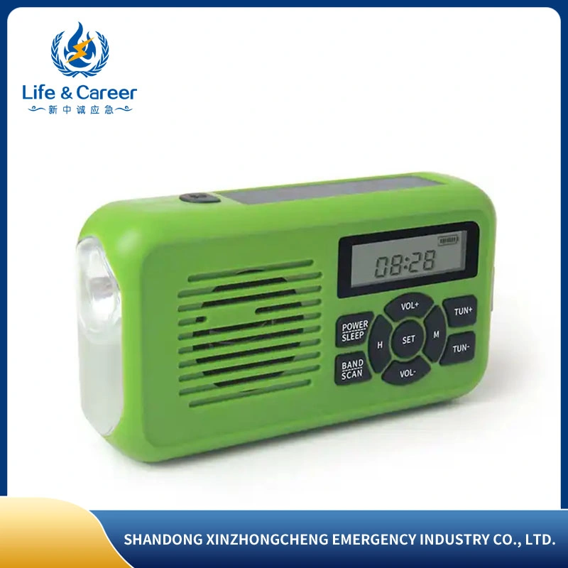 Multi-Function Waterproof Emergency Solar Weather Portable Crank Radio with Sos Alarm/LED Flashlight