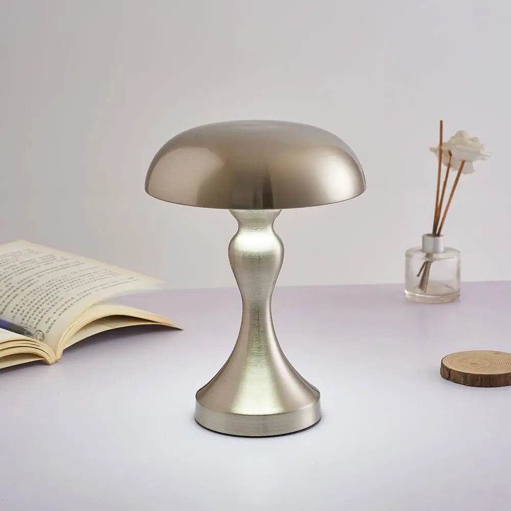 Modern Metal Mushroom Rechargeable Table Lamp Night Light for Bar Home Dining Room Christmas Decoration