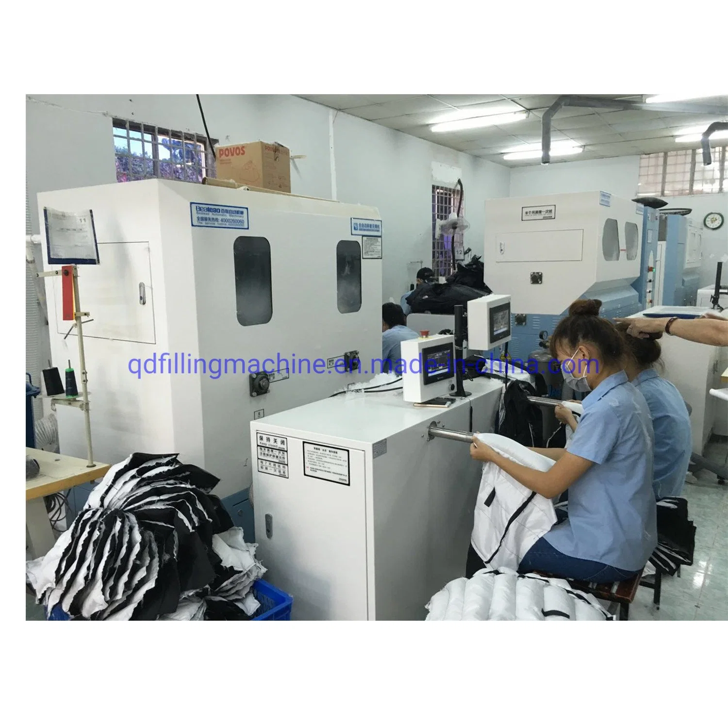 Pearl Cotton/Duck Down/Real Down/Fake Down/Ball Fiber/Polyester Fiber/Short Fiber Light Down Jacket Filling Machine with 2 Pipes 8 Scales