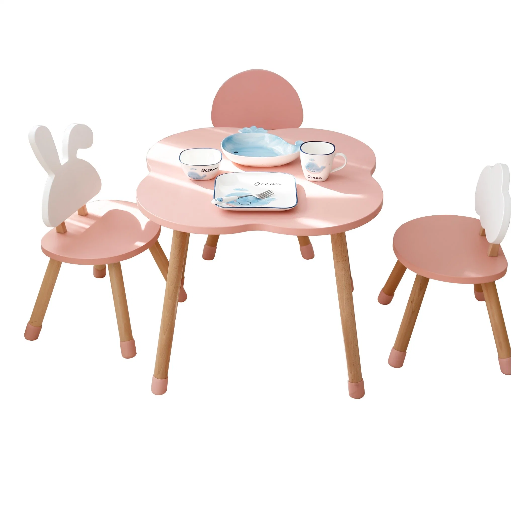 Factory Hot Sale High quality/High cost performance  Cartoon Colorful Furniture Sets Kids Wooden Study Table and Chair Sets