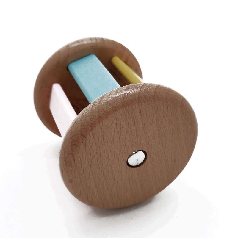 Wooden Toy Montessori Rolling Rattle Bell Baby Musical Toys Intellectual Development Educational Rattle