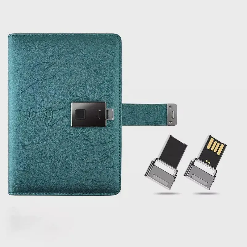 Coffret cadeau de bureau en cuir pu avec couvercle rigide pour lecteur flash USB Logo16GB