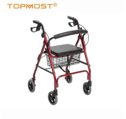 Bastidor de aluminio Caminata asistida silla de ruedas para adultos con discapacidad Walker con asiento Rollator ahorro de mano de obra con cesta