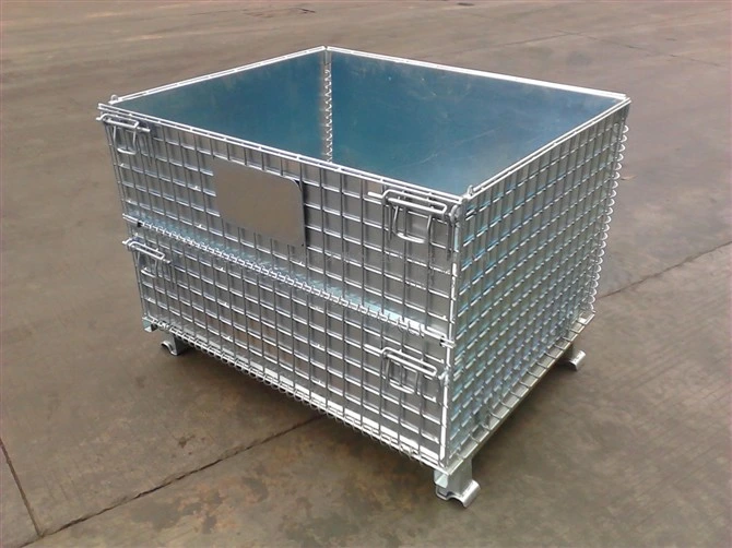Foldable Galvanized Collapsible Wire Mesh Container Rolling Metal Storage Cage