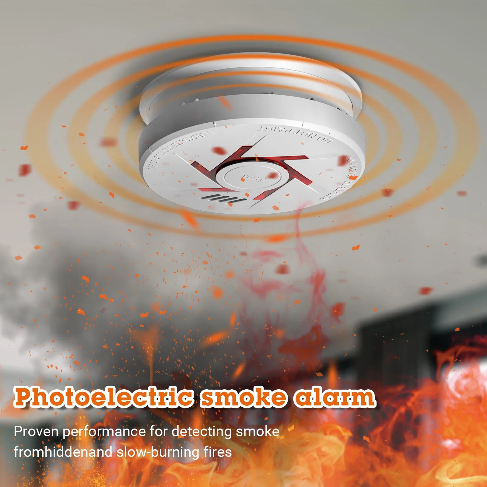 Marca EN14604 Alarme de Detecção de Fumaça Fotoelétrico Detector de alarmes de incêndio independente