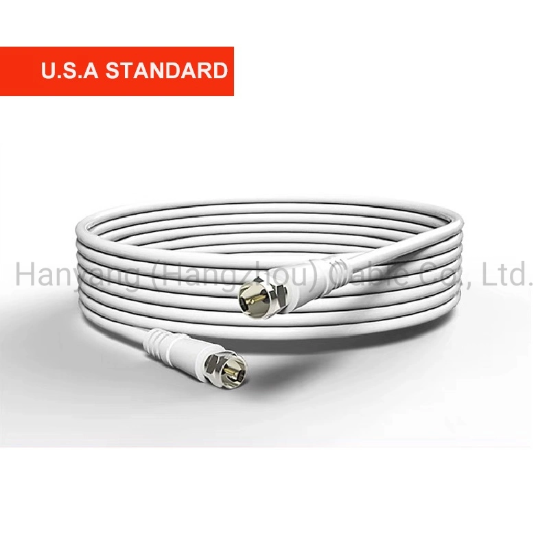 Cabo via satélite TV Cabo de antena RF 18AWG cabo coaxial RG6 com conector F 10m