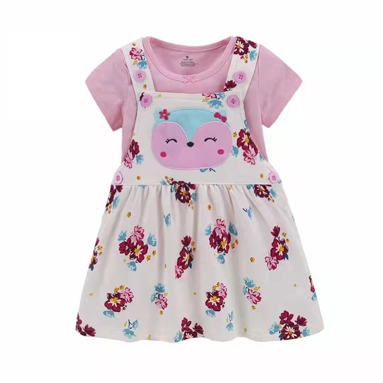 European and American Trend Baby Girl Sling Skirt Short Sleeve Two-Piece 2-Piece Set Soft Treatment Skin-Friendly Baby Summer Dress