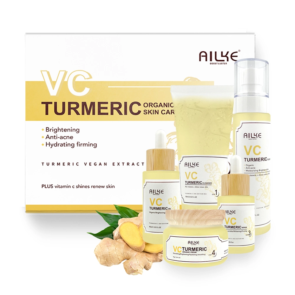 Lavado de cara suero de suero de Turmeric Masaje corporal aceite Toner Spray cara Crema para el cuidado de la piel Set Turmeric