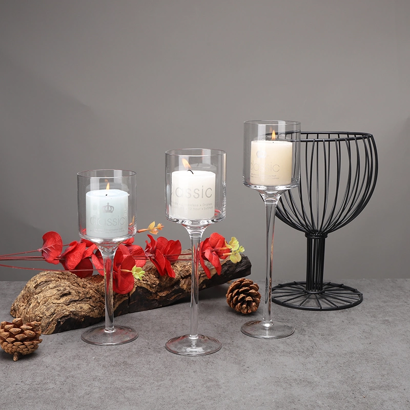 Long Glass Candle Holders Transparent Factory Manufactured Glassware Candlesticks