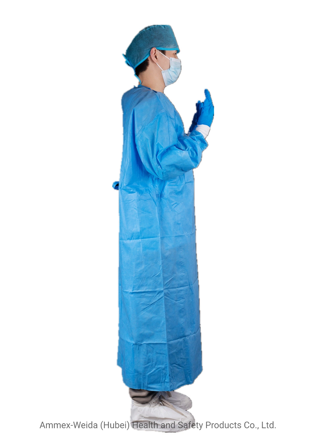 55GSM Waterproof SMS Disposable Surgical Gown Medical Supply Knitted Cuffs Surgical Isolation Gown