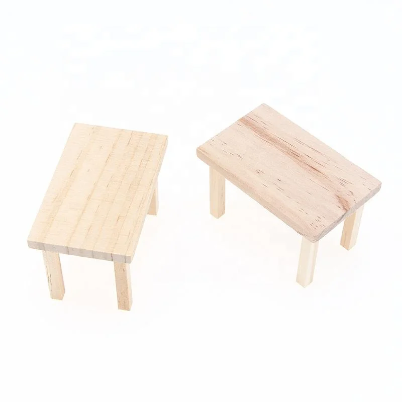 Dollhouse Miniature Wooden Rectangle Table Model Toys DIY Furniture Accessories Toy for Dollhouse