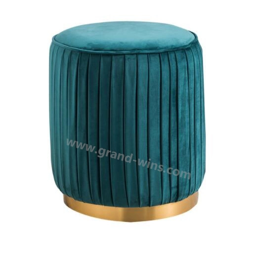 La salle de séjour tabouret bleu élégant en acier inoxydable de luxe Gold Hotel pouf pouf