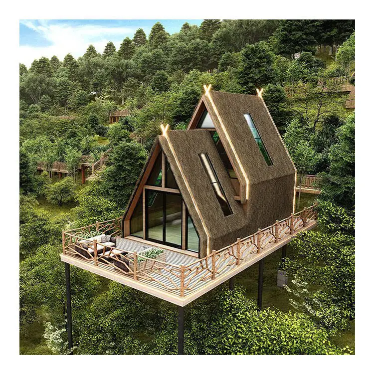 Cadre Triangular House le plus populaire Prefab en acier léger de luxe en bois Maison triangle