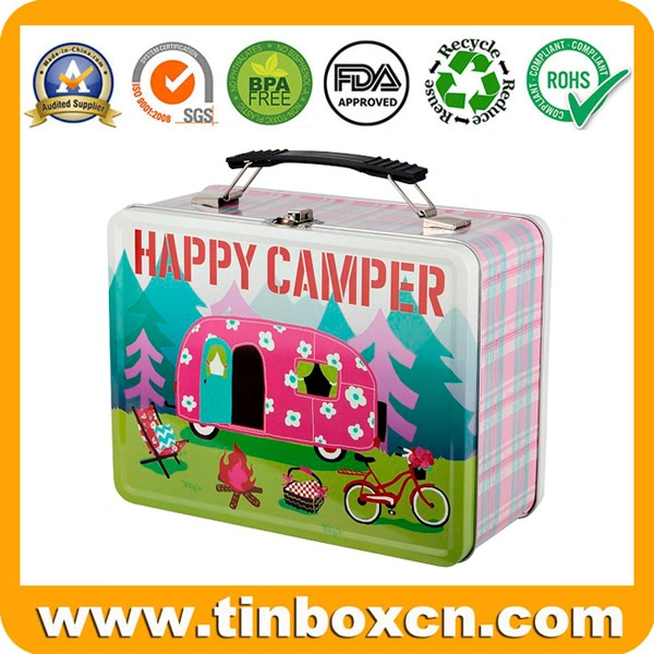 Customize Sandwich Shape Metal Tinplate Lunch Box with Handle