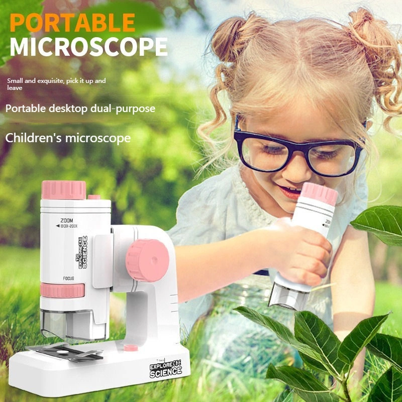 Professional Educational Portable Microscope Pretend Play Beginner Science Microscope Toys for Kids