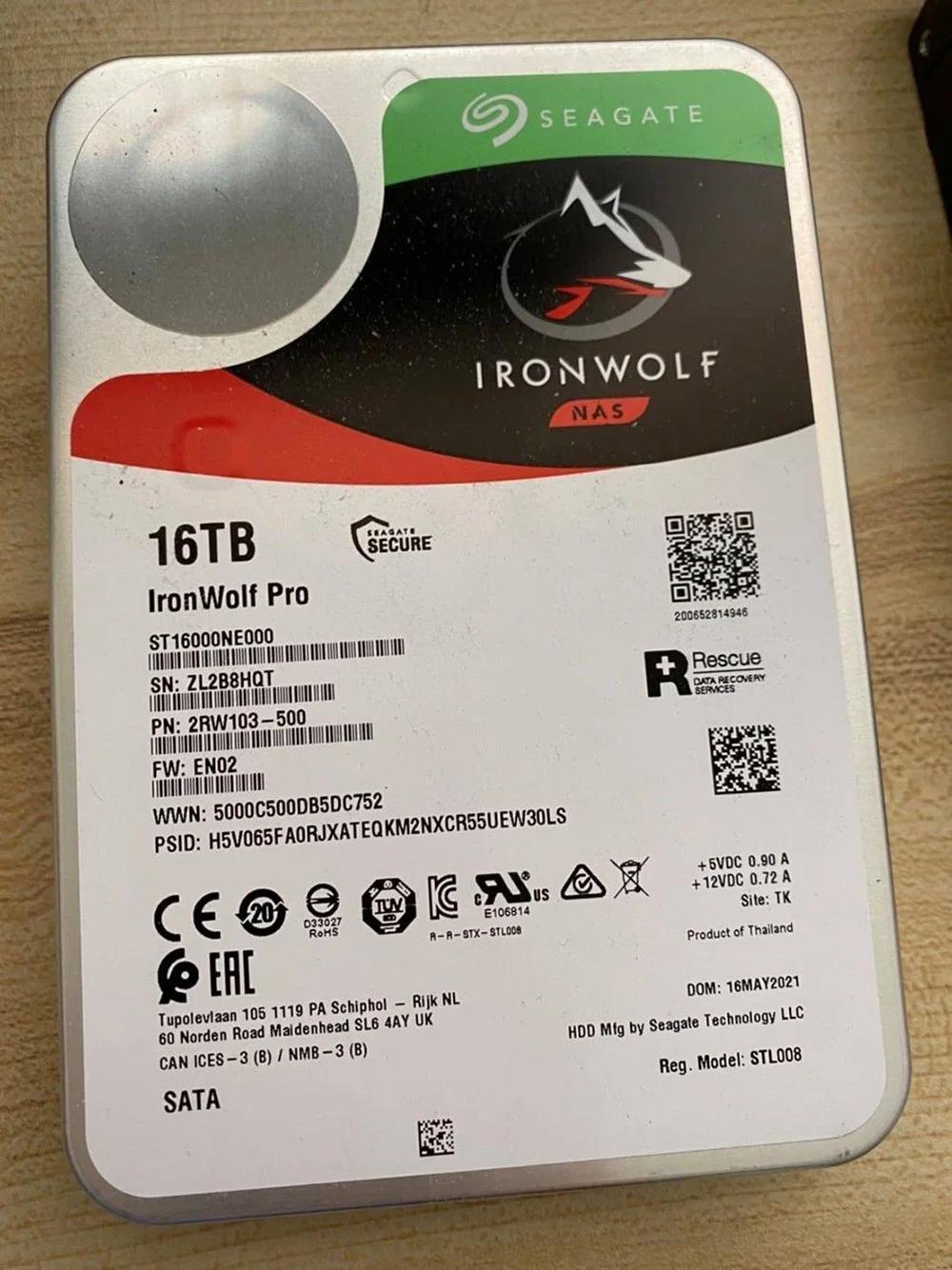 Seagate Iron Wolf PRO Nas 16tb Hard Disk 256MB 7200rpm 6GB/S Hard Drive (ST16000NE000) SSD/HDD