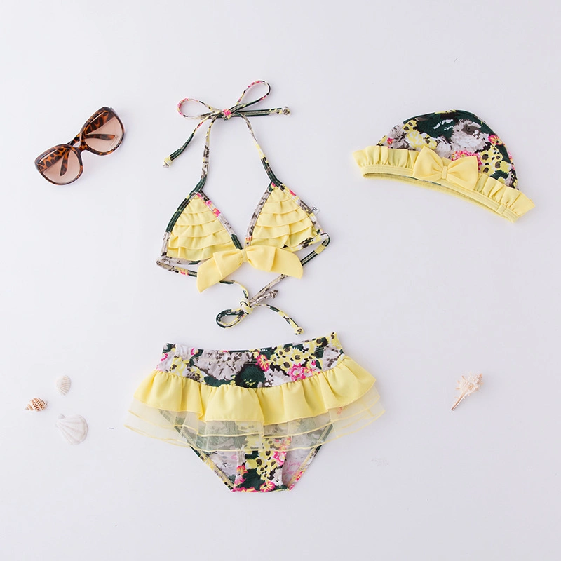 Kids Swimwear Girls Bikini Yellow Print Fashion Baby Bikini