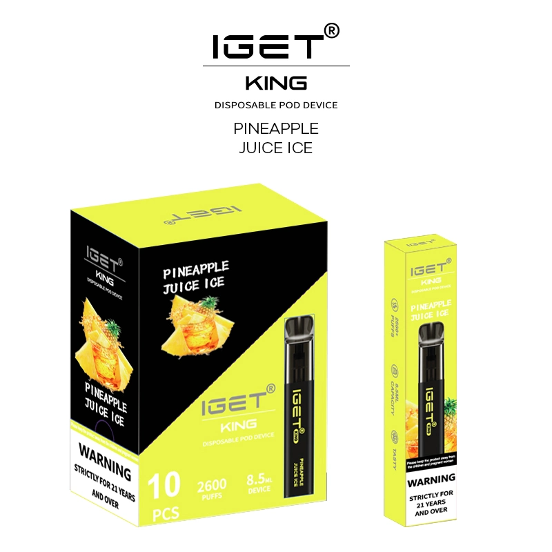 Original Iget King Disposable/Chargeable Vape Pod Device Kit 8.5ml 2600 Puffs 1400mAh Vs Iget XXL Shion