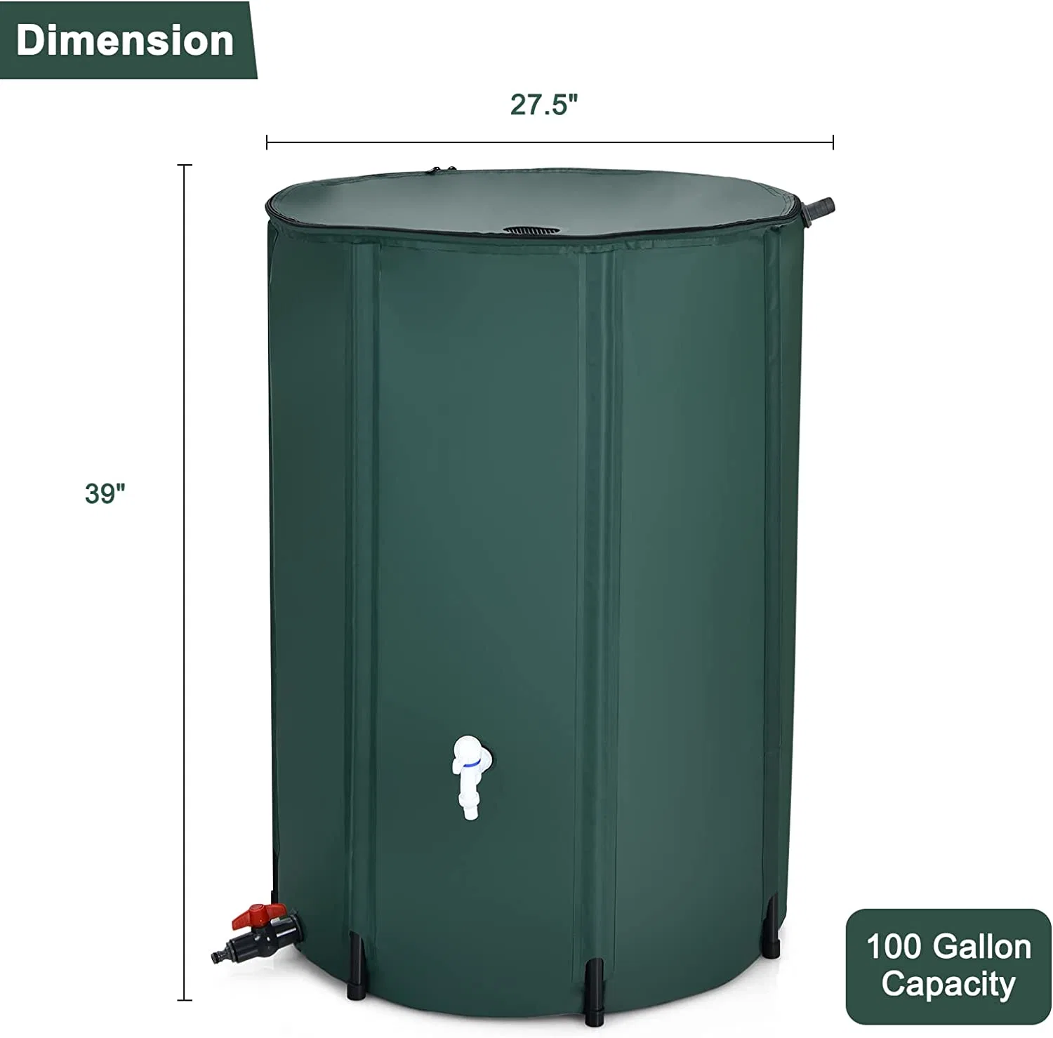 Spigot Filter Water Storage Container, Green (100 Gallon)