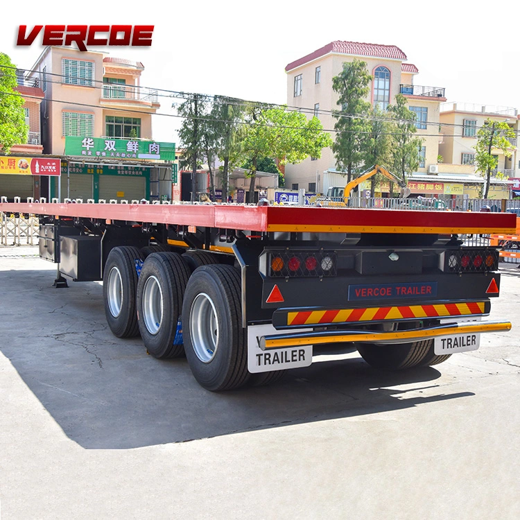 Good Quality Flat Bed Deck Semi Trailer 3 Axle 20FT 40FT 60FT 50FT Container Flatbed Semitruck Trailers for Vehicle