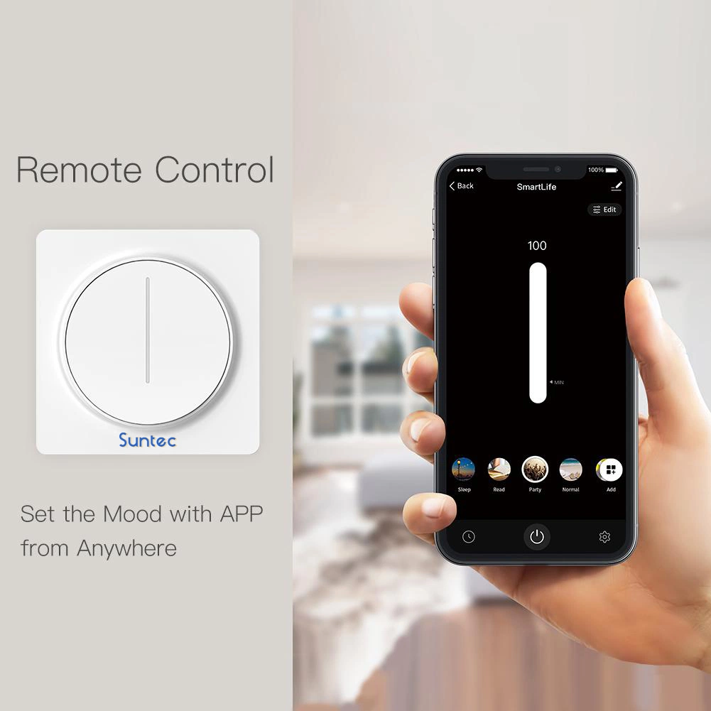 O WiFi/Zigbee Smart Touch luz de LED do interruptor de luz da intensidade e controle de RF