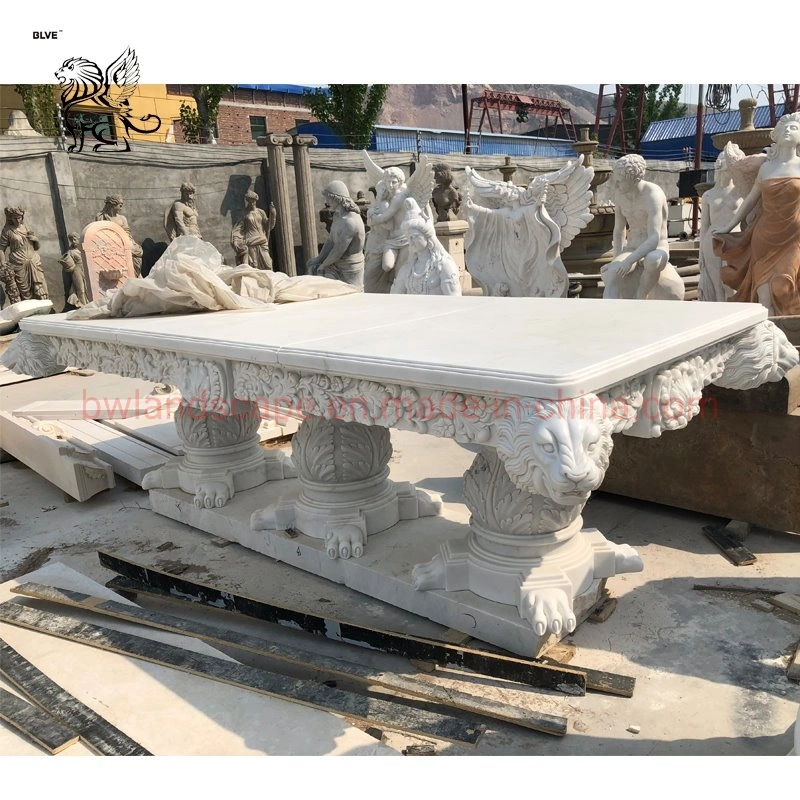 China Supplier Garden Furniture Customized Size White Marble Table Chair Mtc-07