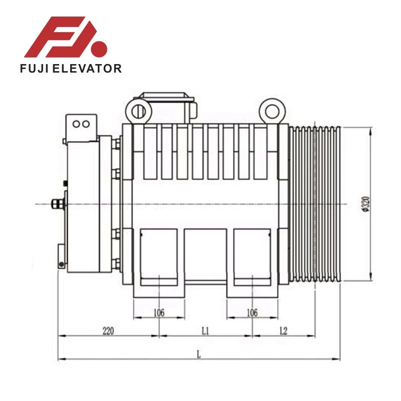 Elevador Gearless Síncrono de Íman Permanente da máquina de tração Fjt320