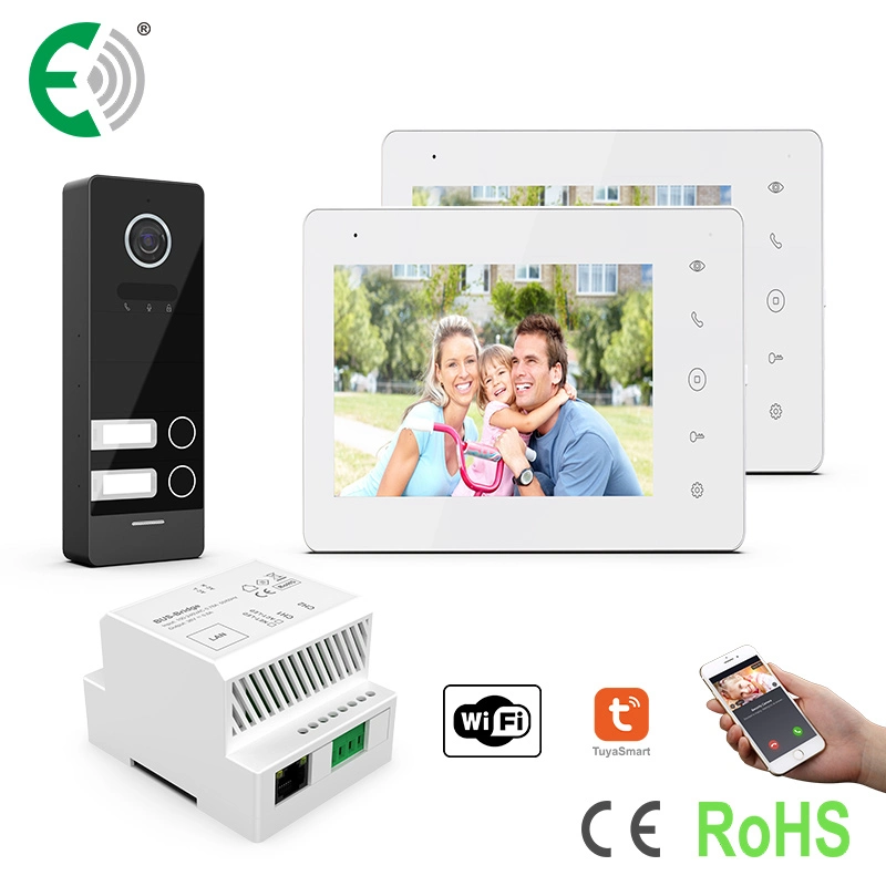 2-Hilo IP/WiFi 7"HD Pantalla táctil de automatización del hogar Videoportero Intercomunicador