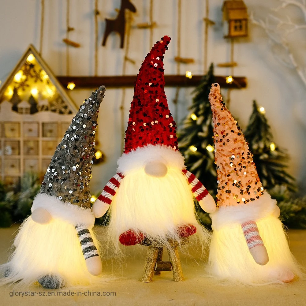 Home Xmas LED Light Merry Christmas Gnome Doll Decoration